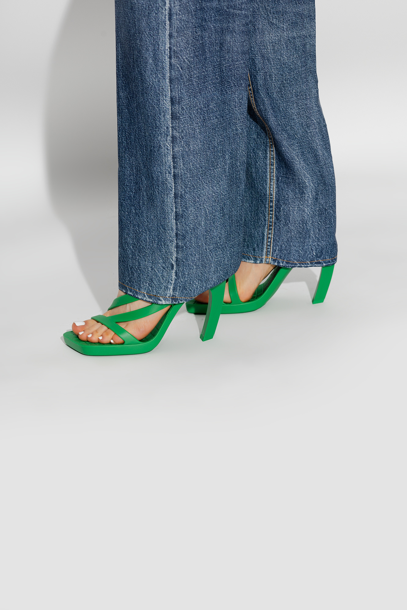 サンダル・ミュール BOTTEGA VENETA Grass green rubber Jimbo sandals Bottega Veneta Rubber JIMBO Sandals Heel 11 cm women